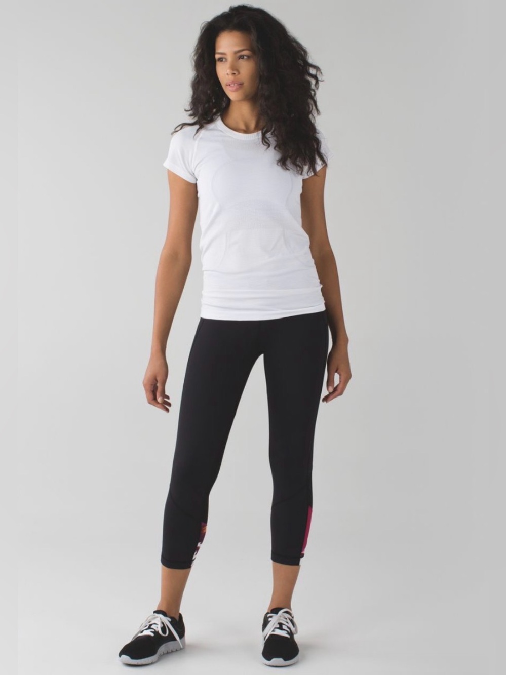 Lululemon Pace Rival Crop Luxtreme In Black, Pigment Wind Berry Rumble Size: 6